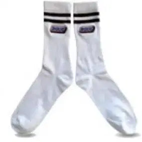 [BUNJANG] White Striped Logo Sports Socks for Sneakers / 스니커즈 스포츠 양말 화이트