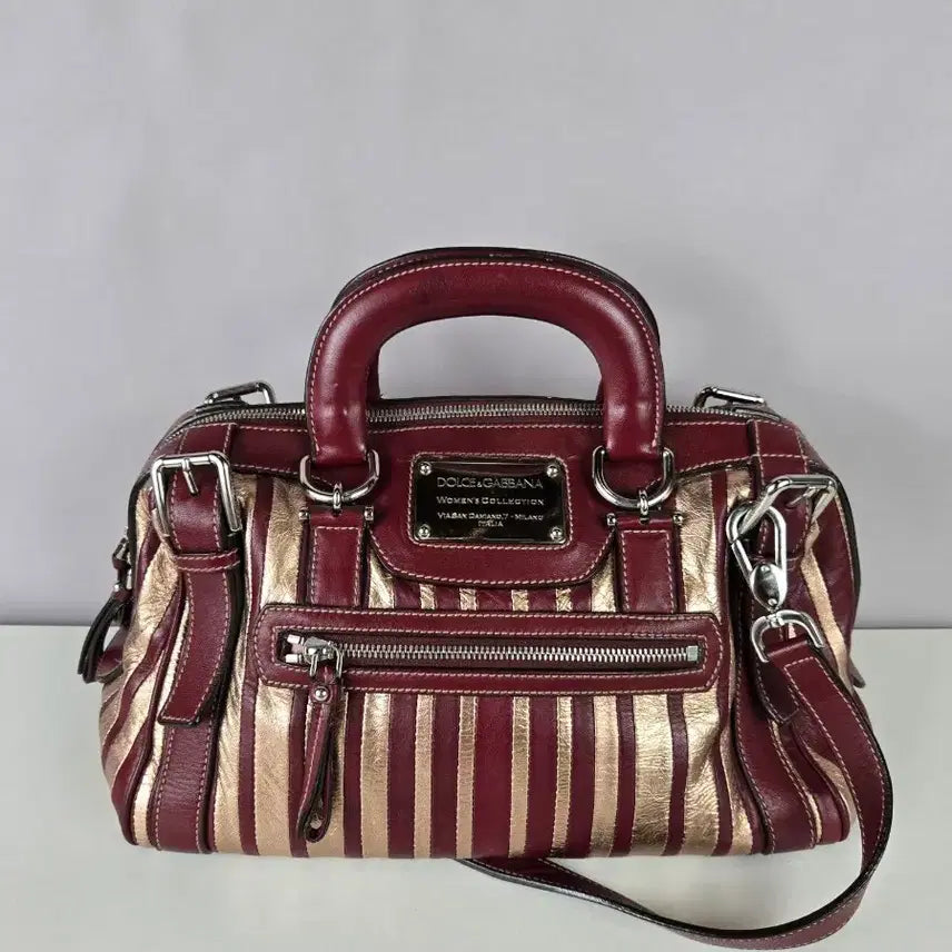 [BUNJANG] Dolce & Gabbana Y2K Vintage Gold & Burgundy Tote Shoulder Bag / 돌체앤가바나 Y2K 빈티지 골드&버건디 토트백 숄더백 가방 정품