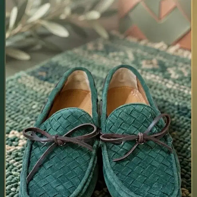 [BUNJANG] Bottega Veneta Intrecciato Suede Driving Loafers Green / 보테가베네타 인트레치아토 로퍼 그린 43