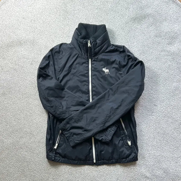 [BUNJANG] Abercrombie & Fitch Y2K Logo Embroidered High Neck Windbreaker Navy L / 아베크롬비 Y2K 로고 자수 하이넥 블루종 바람막이 네이비 L 100