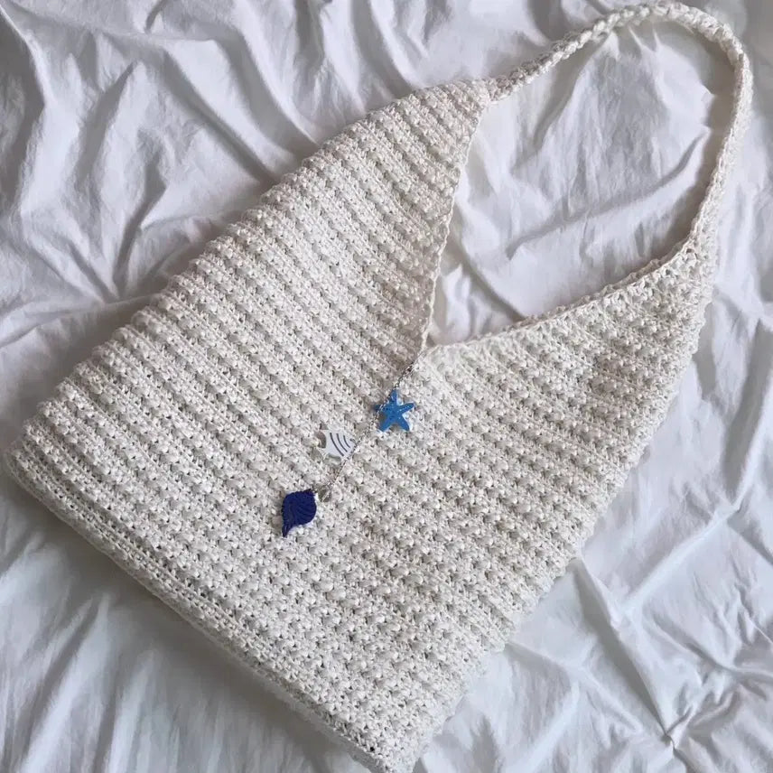 [BUNJANG] Knit Hobo Bag Large Tote Bag / 니트 뜨개 숄더백 여름 가방 빅백 호보백 데일리 코디