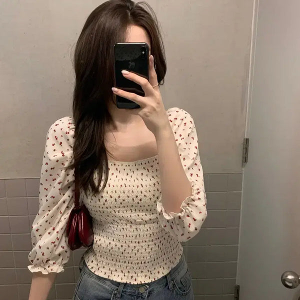 [BUNJANG] Zaenio Rosy Seasons Square Blouse S / zaenio 제니오 로지 시즌스 스퀘어 블라우스 S