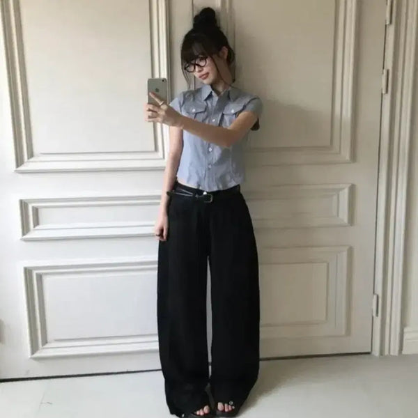 [BUNJANG] Anymore Black Wide Pants M / 애니원모어 검정 와이드팬츠 M