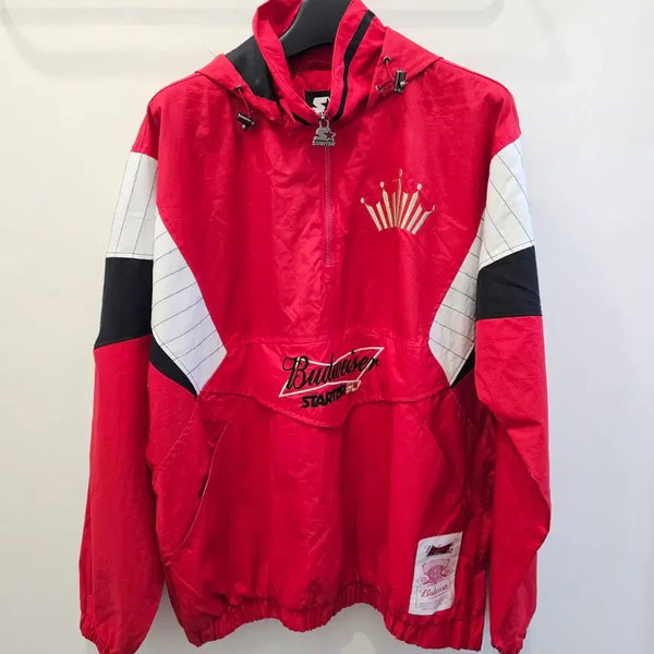 [BUNJANG] Starter Budweiser Collaboration Anorak Windbreaker Red / 스타터 Budweiser 콜라보 바람막이 115