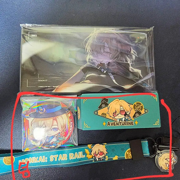 [BUNJANG] Honkai: Star Rail Aventurine Acrylic Block & Can Badge Set / 스타레일 어벤츄린 아크릴 블럭 캔뱃지 스트롭