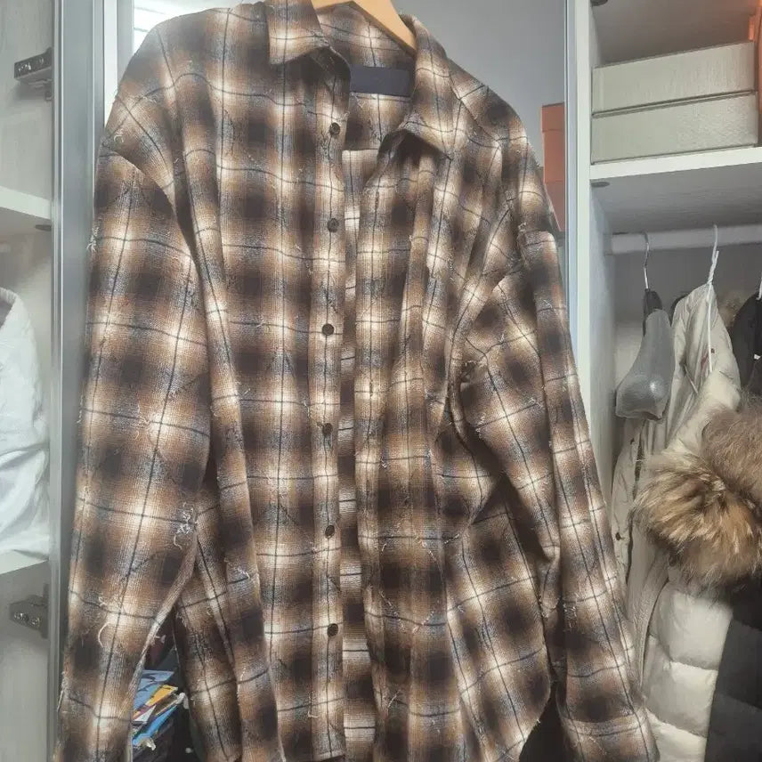 [BUNJANG] Juun.J 25FW Argyle Pattern Shirt Brown Size 48 / 준지 25fw 아가일 브라운48사이드팝니다
