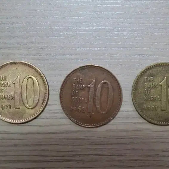 [BUNJANG] 1968 & 1971 Three-Color 10 Won Coin Set / 68년도.71년도2개 10원 주화 3가지색상