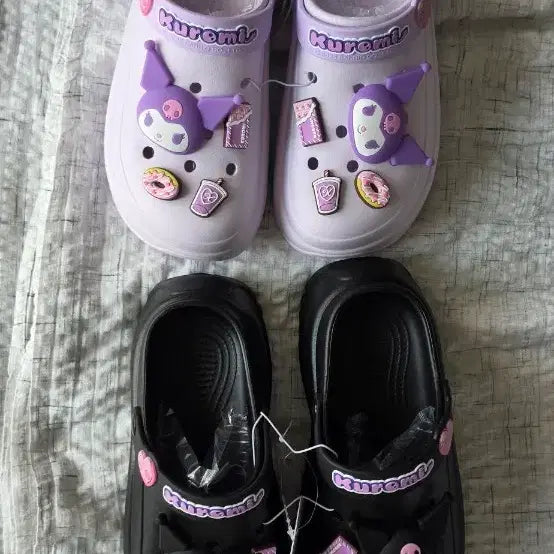 [BUNJANG] Kuromi Mule Slippers - Lavender/Black (2 Variants) / 쿠로미 뮬 슬리퍼 라벤더/블랙 2종