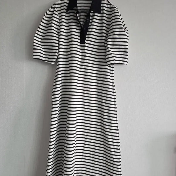 [BUNJANG] Stripe Long Shirt Dress / 스트라이프 셔츠 원피스