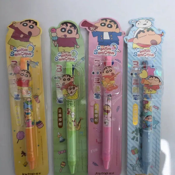[BUNJANG] Crayon Shin-chan 3-Color Ballpoint Pen 4-Set / 짱구는못말려 3색 볼펜 4종 세트