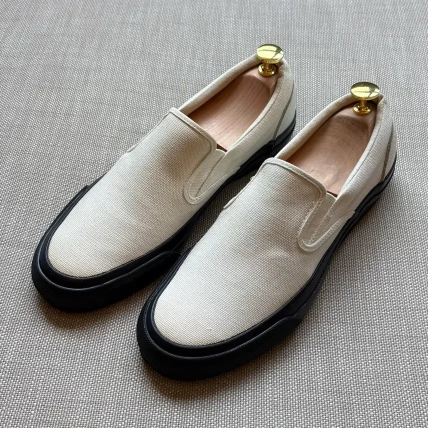 [BUNJANG] BEAMS Canvas Deck Slip-on Shoes (Cream White, 250mm) / [250] BEAMS 캔버스 덱 슬립온 슈즈