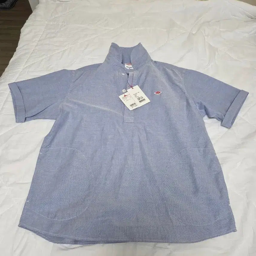[BUNJANG] DANTON Popover Short Sleeve Oxford Shirt Blue / 단톤 팝오버 반팔 옥스포드 셔츠 블루