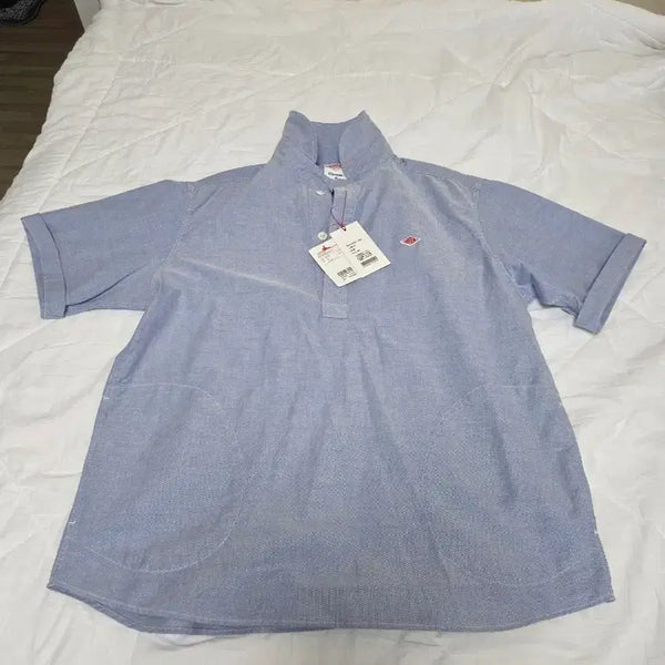 [BUNJANG] DANTON Popover Short Sleeve Oxford Shirt Blue / 단톤 팝오버 반팔 옥스포드 셔츠 블루