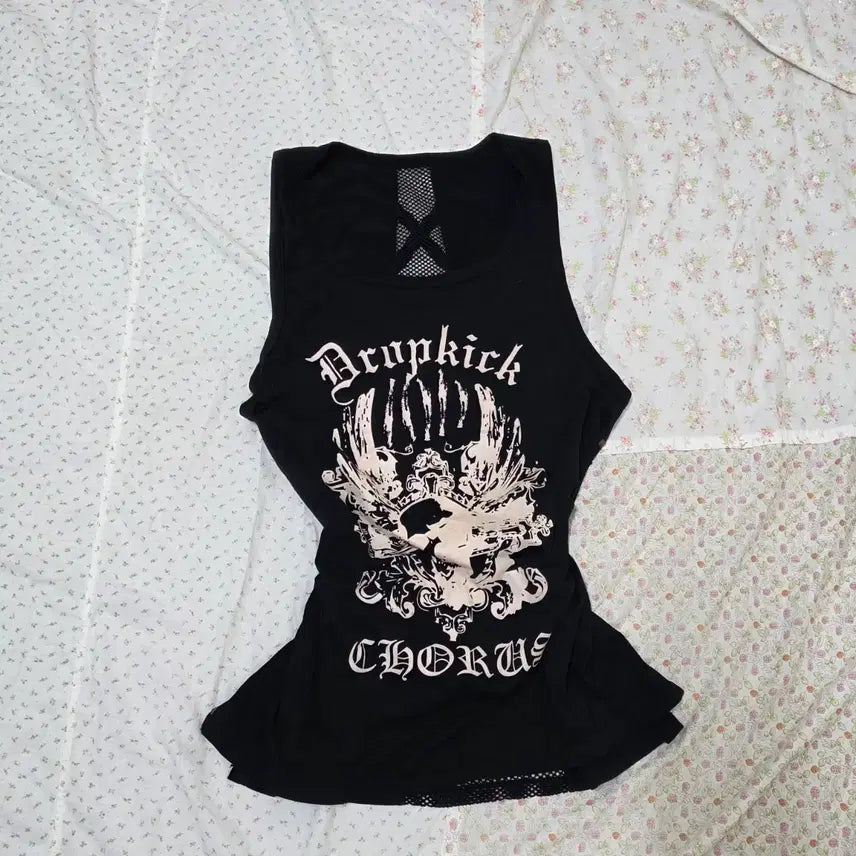 [BUNJANG] One Gyaru Punk Sleeveless Mesh Cubic Stud Top / 오네갸루 펑크 나시 슬리브리스 망사 큐빅