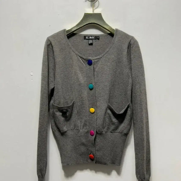 [BUNJANG] DKNY Grey Cardigan Button Detail M / DKNY 가디건 회색 단추 포인트 M
