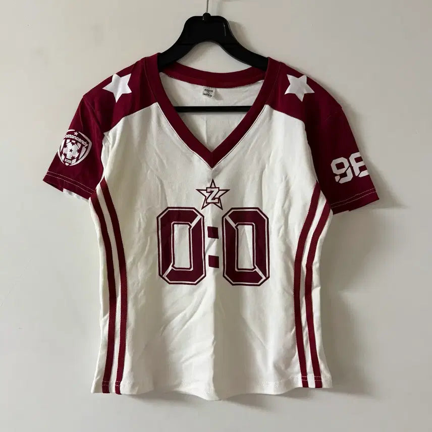 [BUNJANG] Women's V-Neck Uniform Short-Sleeve T-Shirt / 새상품 여자 브이넥 유니폼 반팔티