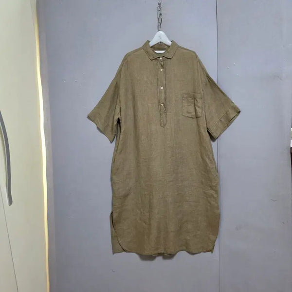 [BUNJANG] ASHLEY STORE Linen 6-Sleeve Midi Dress Beige / 루즈한 6부소매 린넨 원피스 FF   n6803