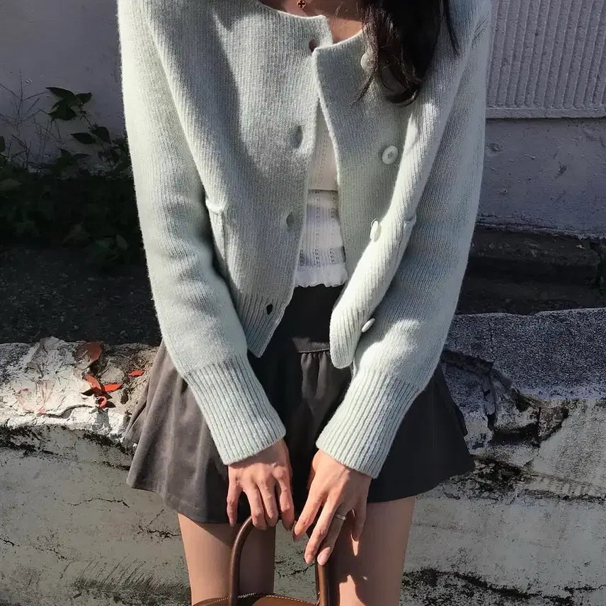 [BUNJANG] Withbloom Mint Knit Cardigan New / 위드블룸 민트색 니트 가디건 새상품