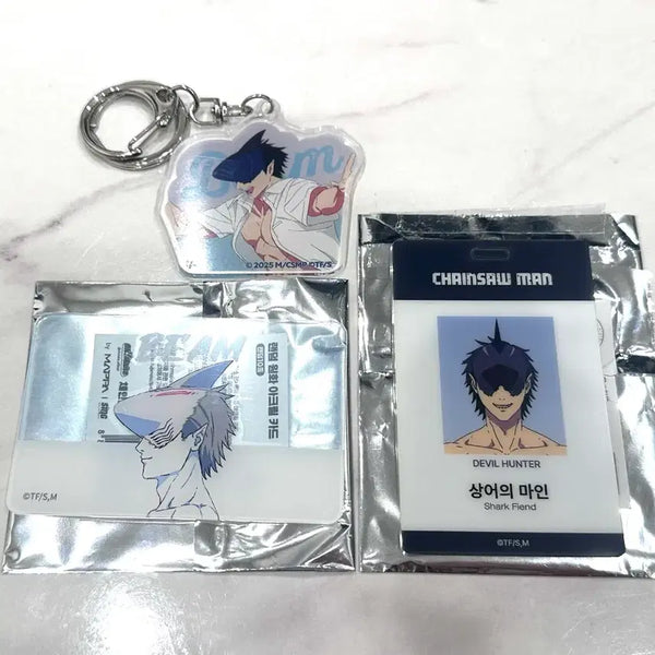 [BUNJANG] Chainsaw Man Beam Acrylic Keychain & Random Original Art, ID Acrylic Card (3 Types Bundle Set) / 체인소맨 빔 아크릴 키링 & 랜덤 원화,ID 아크릴 카드 (3종 일괄)