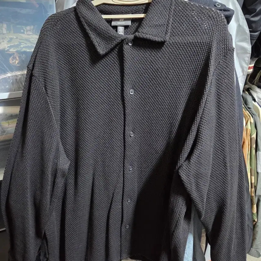 [BUNJANG] H&M Mesh Knit Shirt Black XL / H&M 메쉬 니트 셔츠 블랙 (XL)