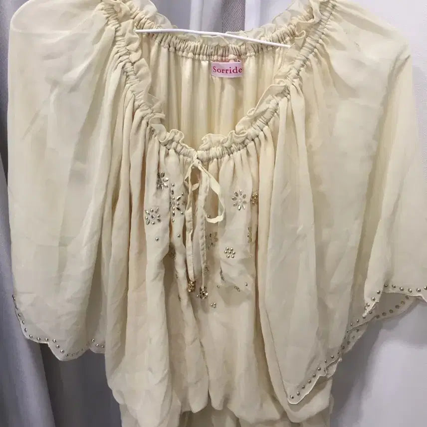 [BUNJANG] Vintage Lemon Yellow Ribbon Tie Blouse / 빈티지 레몬색 블라우스 모리걸히피y2k갸루