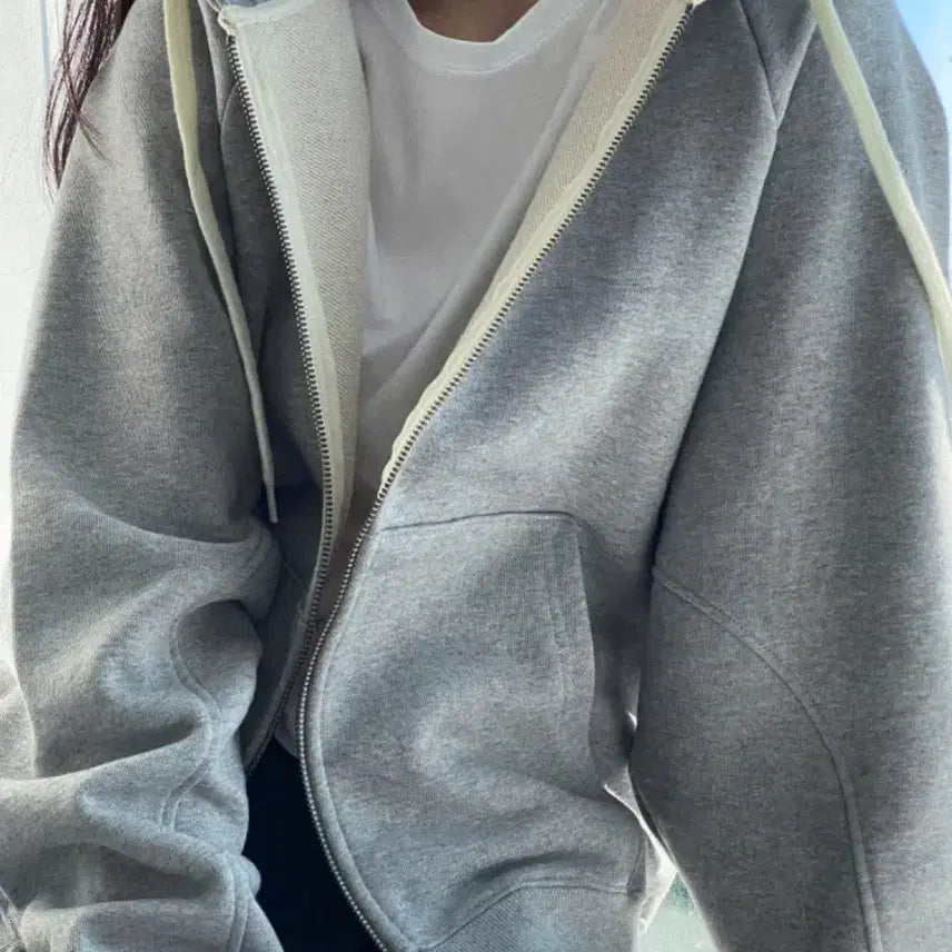 [BUNJANG] UUR Melange Gray Hooded Zip-Up Sweatshirt / UUR 유유알 후드 집업 멜란지 그레이