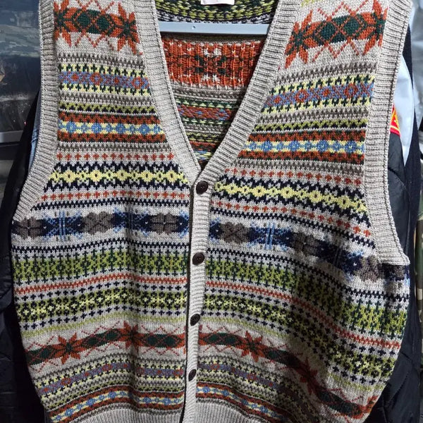 [BUNJANG] Take Easy Fair Isle Vest Cardigan Sahara Beige (L) / 테이크이지 오디너리 페어아일 베스트 가디건 사하라베이지 (L)
