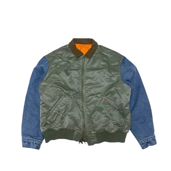 [BUNJANG] Supreme Denim Sleeve MA-1 Jacket Olive L / 슈프림 데님 슬리브 MA-1 올리브 L - 23SS