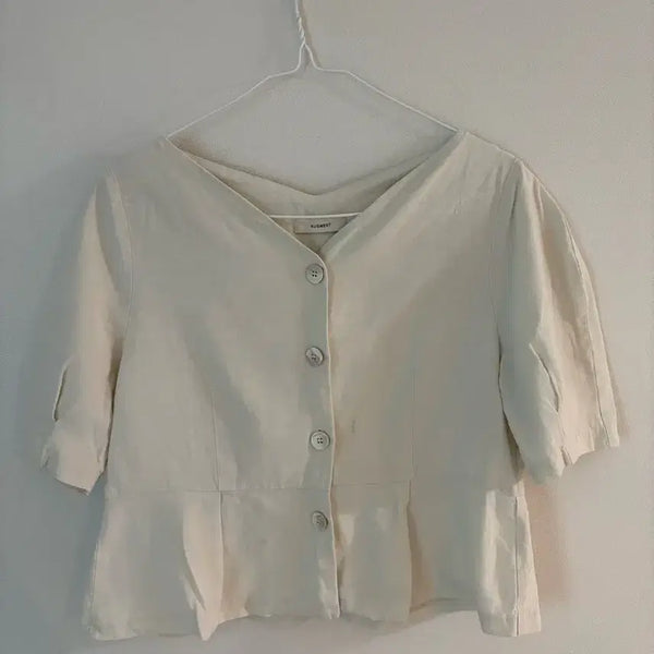 [BUNJANG] Augment Ivory Frill Detail Short Sleeve Blouse / 반팔 블라우스