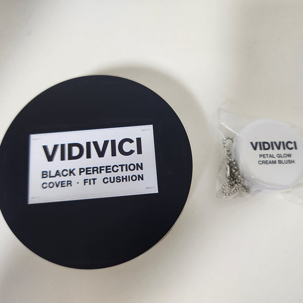 [BUNJANG] VIDIVICI Black Perfection Cover Fit Cushion (21NC Ivory) + Cream Blush Mini Keyring (Petal Glow 11) / 21NC/비디비치 블랙 퍼펙션 커버 핏 쿠션 + 크림 블러시 미니 키링
