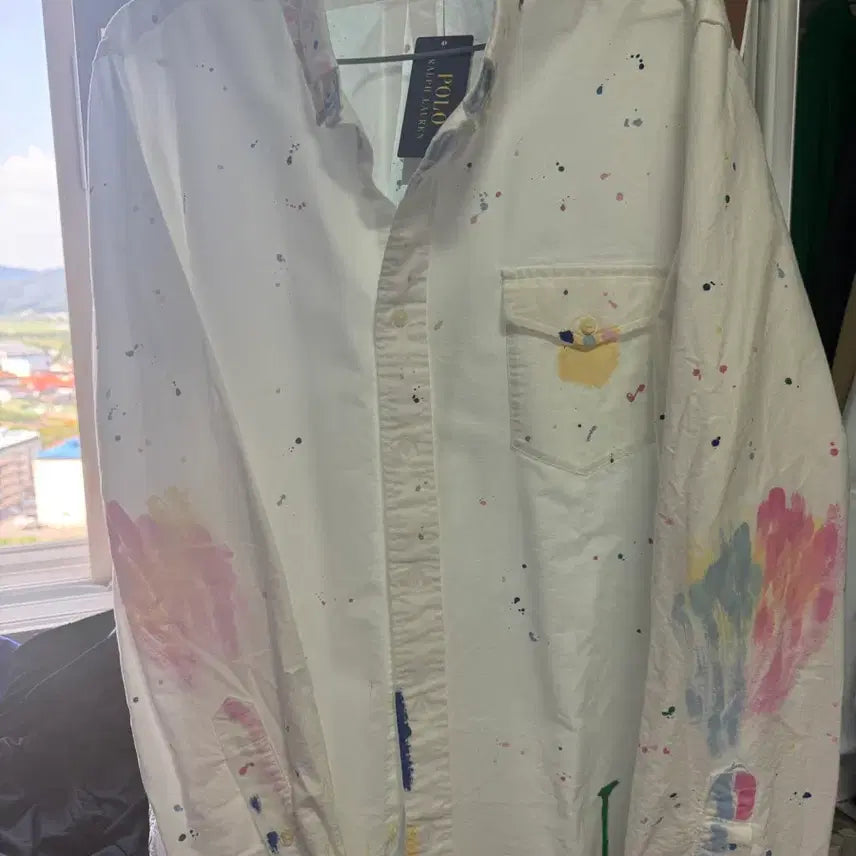 [BUNJANG] Polo Ralph Lauren Paint Floral Print Shirt XL / 폴로 랄프로렌 페인트 붓꽃무늬 셔츠xl