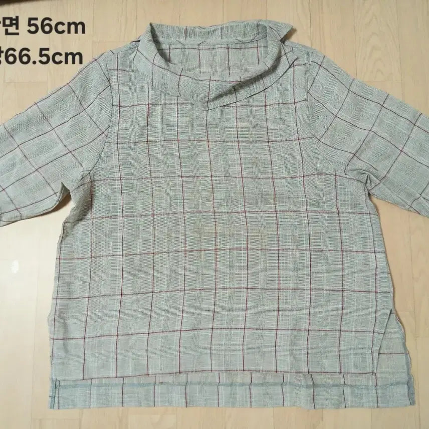 [BUNJANG] Linen Check Blouse / 린넨 체크 블라우스 (66)