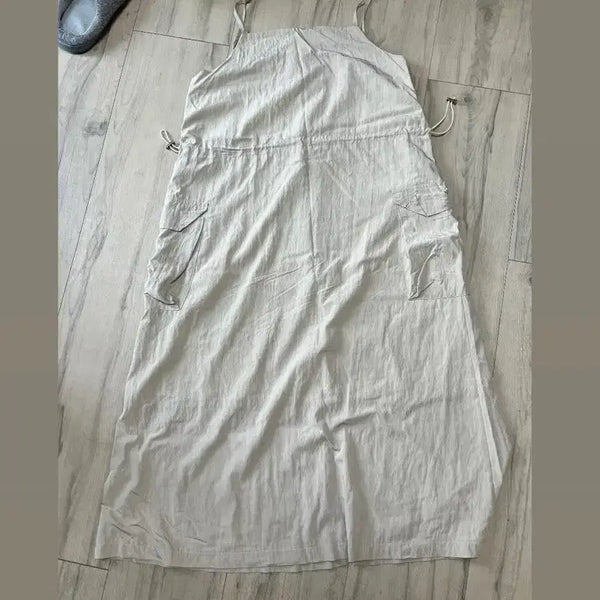 [BUNJANG] Pale Green String Sleeveless Long Summer Dress / 옷장정리) 페일그린 스트링 나시 롱 여름 원피스
