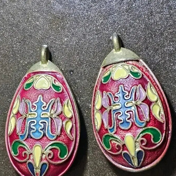 [BUNJANG] Traditional Korean Hanbok Enamel Buttons (Set of 2) / 옛날 전통 한복 칠보 수공예 단추 2점