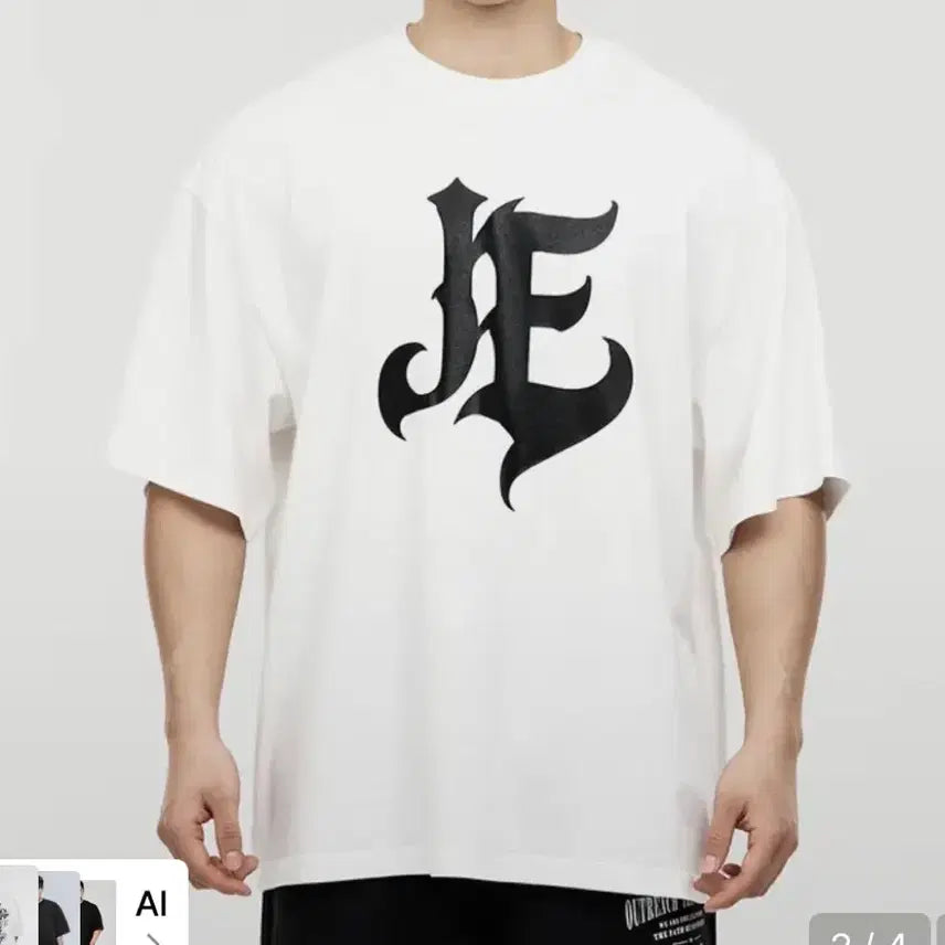 [BUNJANG] JLUV Oversized Short Sleeve T-Shirt Black Logo (White) / 저렴하게!! 미사용 새상품 제이엘브 오버핏 반팔티 블랙로고 (화이트티셔츠