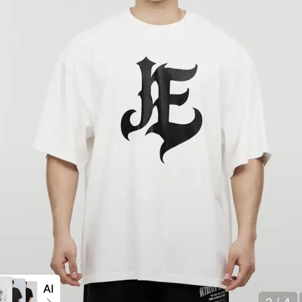 [BUNJANG] JLUV Oversized Short Sleeve T-Shirt Black Logo (White) / 저렴하게!! 미사용 새상품 제이엘브 오버핏 반팔티 블랙로고 (화이트티셔츠