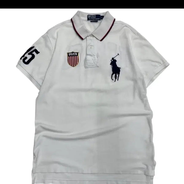 [BUNJANG] Polo Ralph Lauren Big Pony USA White Short Sleeve T-Shirt - Size L / 폴로 랄프로렌 빅포니 USA 화이트 pk 반팔 L