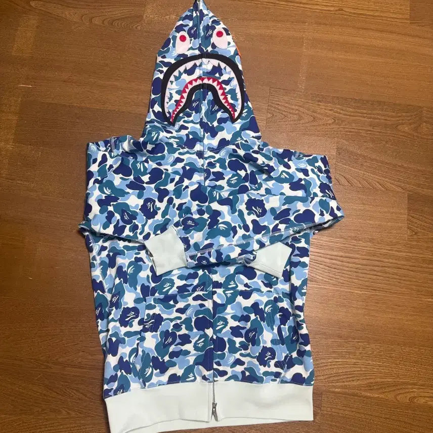 [BUNJANG] A Bathing Ape Camo Shark Full Zip Hoodie Blue / Abc카모샤크 풀집후드