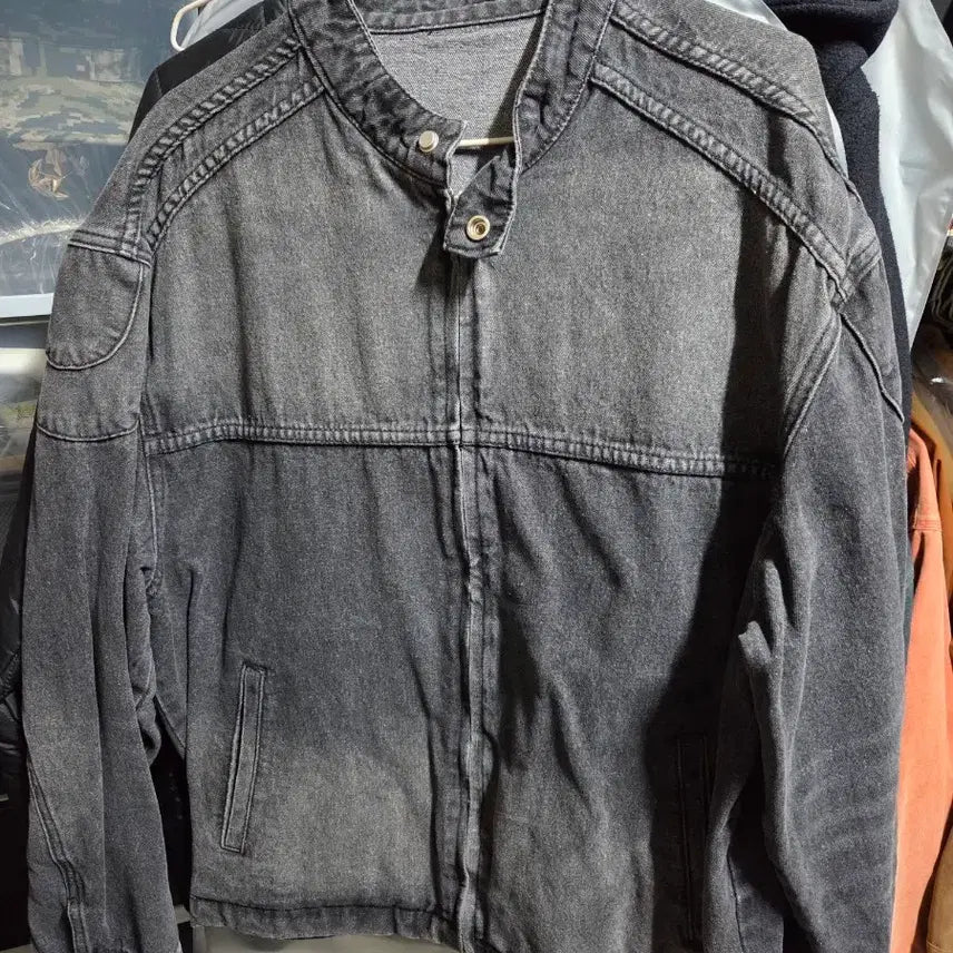 [BUNJANG] Lapparent Store Scav Washing Denim Racer Jacket (L) / 라퍼지스토어 스캐브 워싱 데님 레이서 자켓 (L)