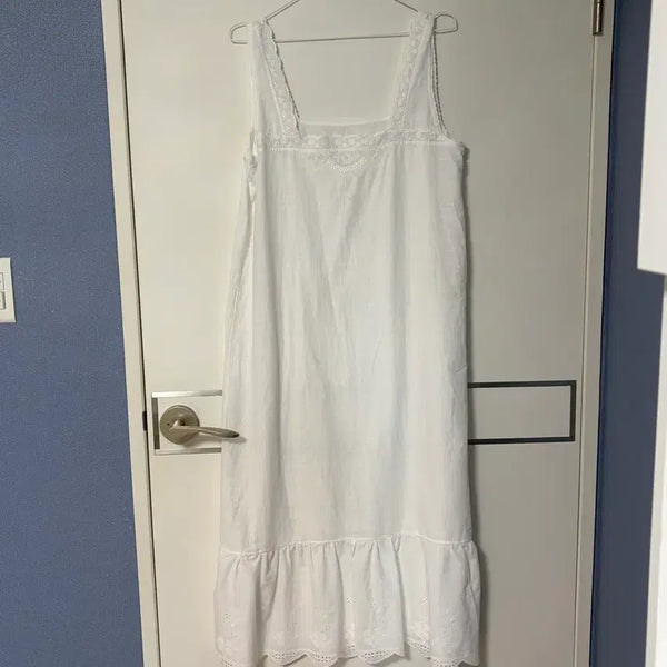 [BUNJANG] Vintage White Chemise with Lace Hem / 빈티지 롱 쉬미즈