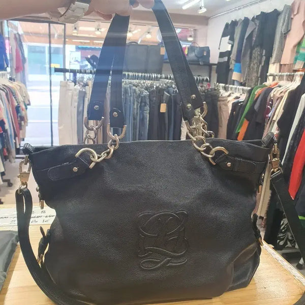 [BUNJANG] Louis Quatorze Black Leather Chain 2-Way Shoulder/Crossbody Bag / [정품] 루이까또즈 블랙 가죽 체인 2way 숄더백/크로스백(상태좋음)