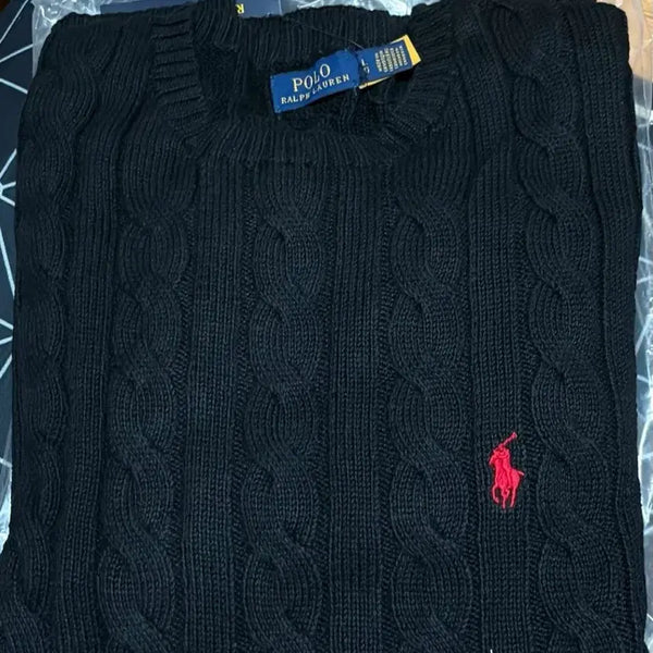 [BUNJANG] Polo Ralph Lauren Cable Knit Sweater Black / 폴로 랄프로렌 케이블 니트 검정