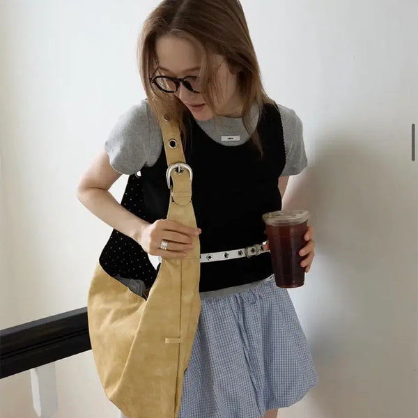 [BUNJANG] Letterly Buckle Reversible Shoulder Bag Butter / 레터리 버클 리버시블 숄더백 버터