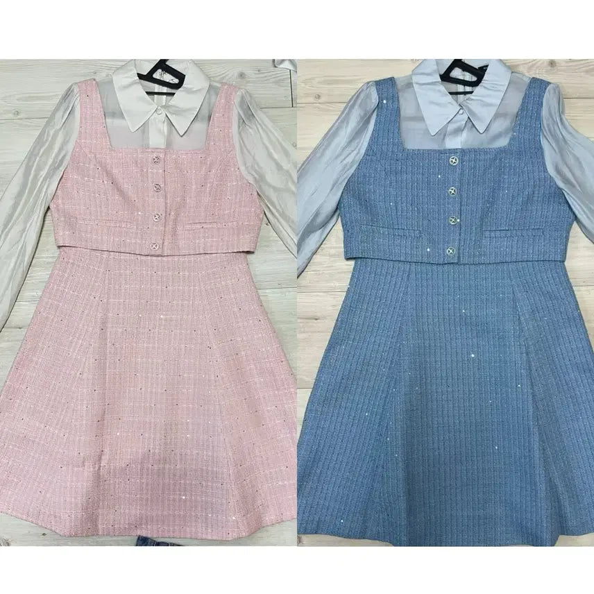 [BUNJANG] Roem Tweed Mini Dress (Pink/Blue) / 로엠 트위드 미니원피스 핑크/블루 (각각)