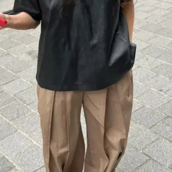 [BUNJANG] Ethos Leather Short Sleeve T-Shirt / 새) 에토스 레더반팔