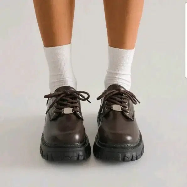 [BUNJANG] Chunky Heel Loafers Brown / 통굽 로퍼 브라운