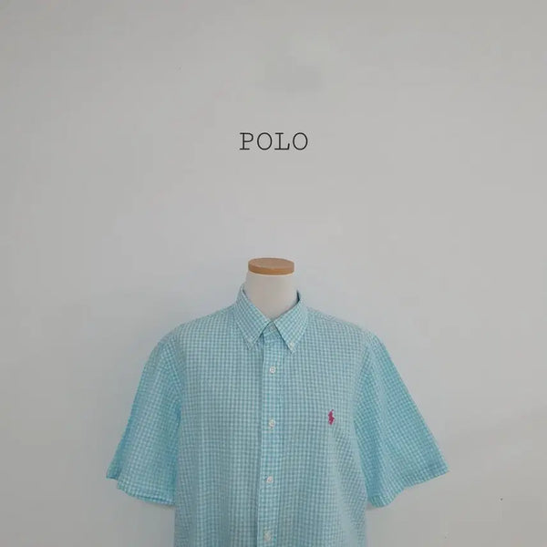 [BUNJANG] Polo Ralph Lauren Pastel Blue Check Seersucker Short Sleeve Shirt / No.26061808 폴로 랄프로렌 체크 반팔 시어서커 셔츠