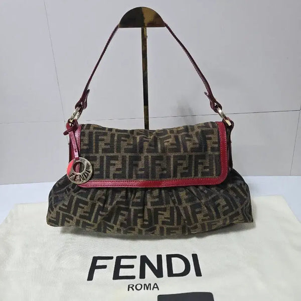 [BUNJANG] Fendi Zucchino Leather Trimming Chef Bag / 펜디 FENDI 주카 레더 트리밍 쉐프백
