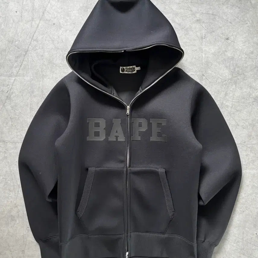[BUNJANG] BAPE Black Neoprene Full Zip Hoodie / Bape 베이프 블랙 네오프렌 풀 집업 후드 집업
