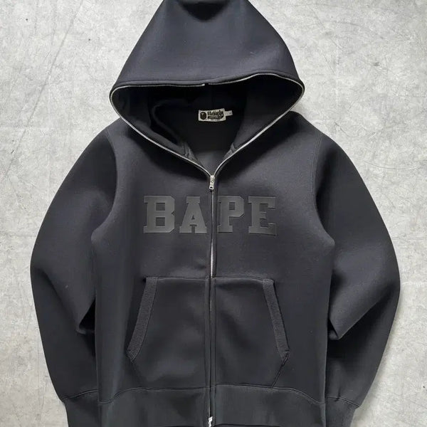 [BUNJANG] BAPE Black Neoprene Full Zip Hoodie / Bape 베이프 블랙 네오프렌 풀 집업 후드 집업